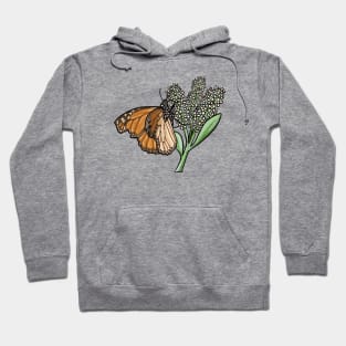 Monarch Butterfly on Milkweed Hoodie